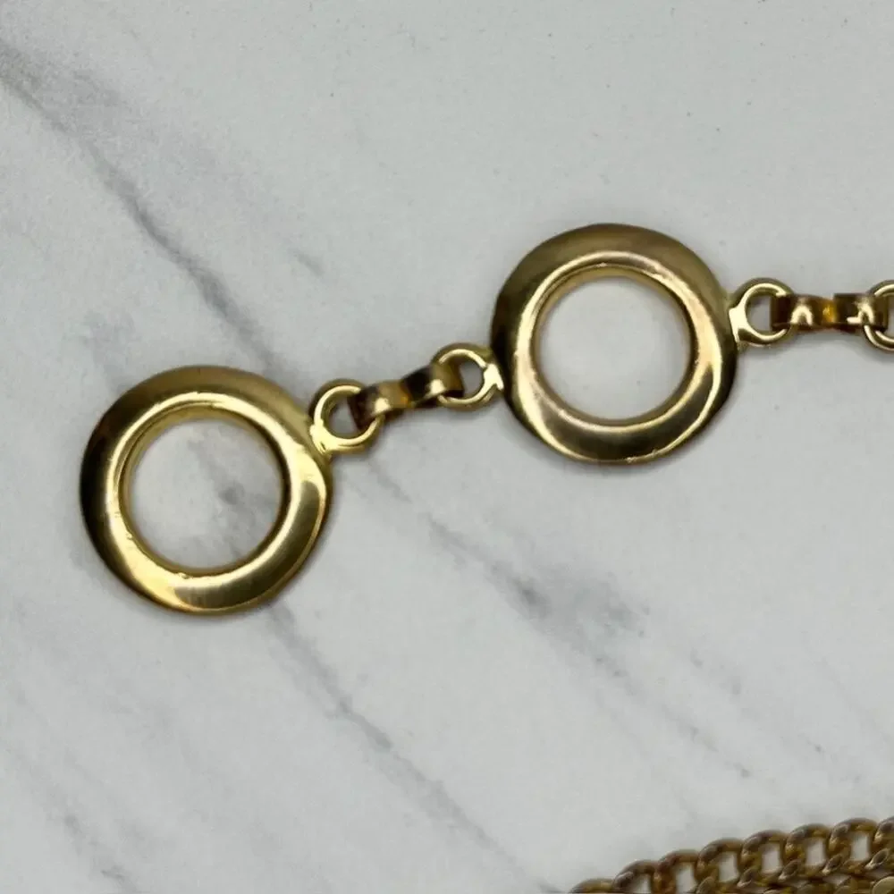 Rhinestone Heart Charm Toggle Gold Chain Belt Large (L/XL) Y2K Statement ✨